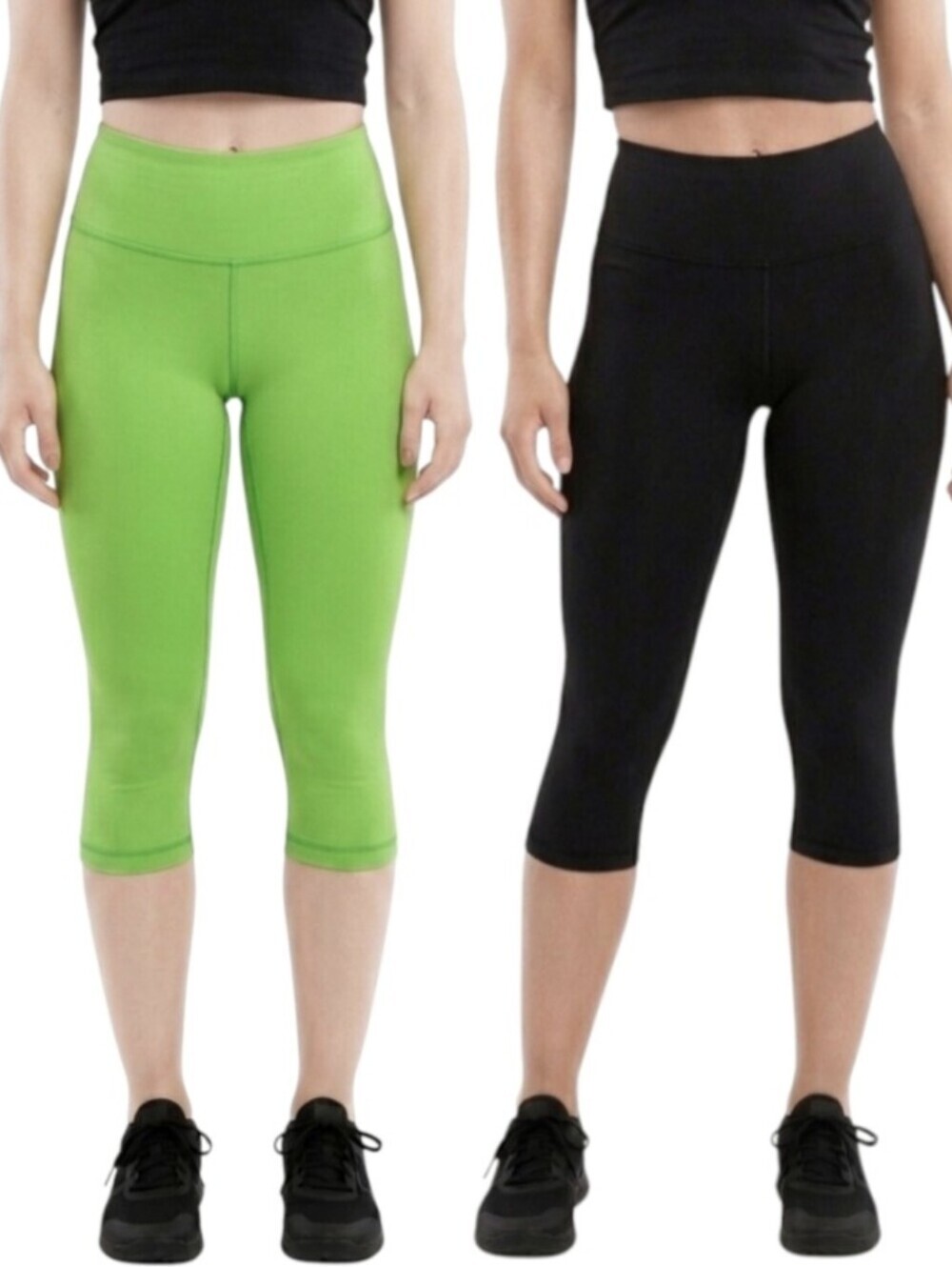 Reversible Lululemon Wunder Under Crop Leggings Size 2 Black Power Green
